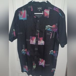 BillaBong Paradise Button Up Short Sleeve Shirt Mens XL